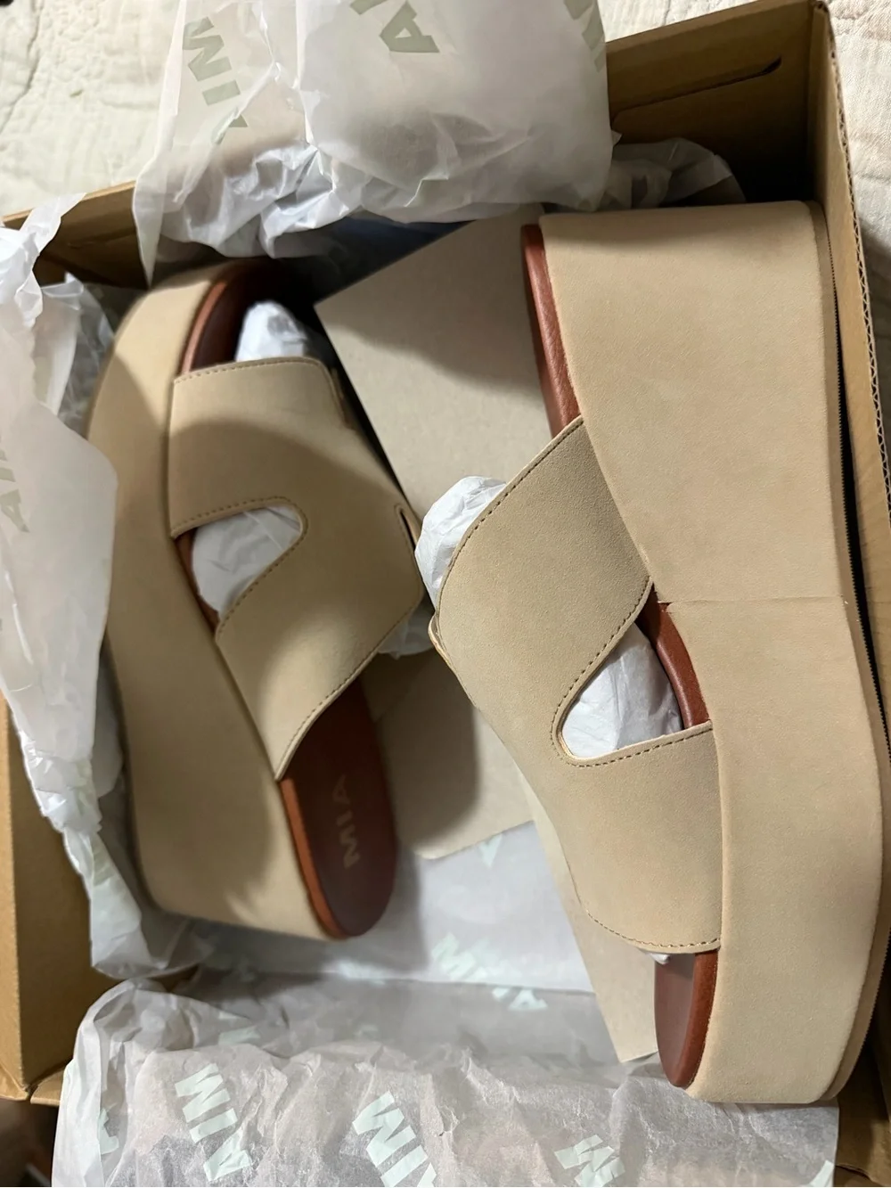 MIA RETA Sand Women's Beige Platform Slide Sandals 8.5M